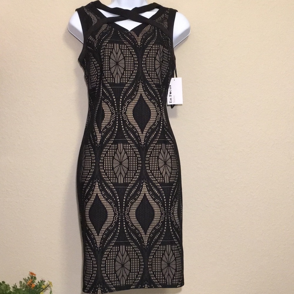 🆕️  NWT En Focus Studio women’s black beige dress
